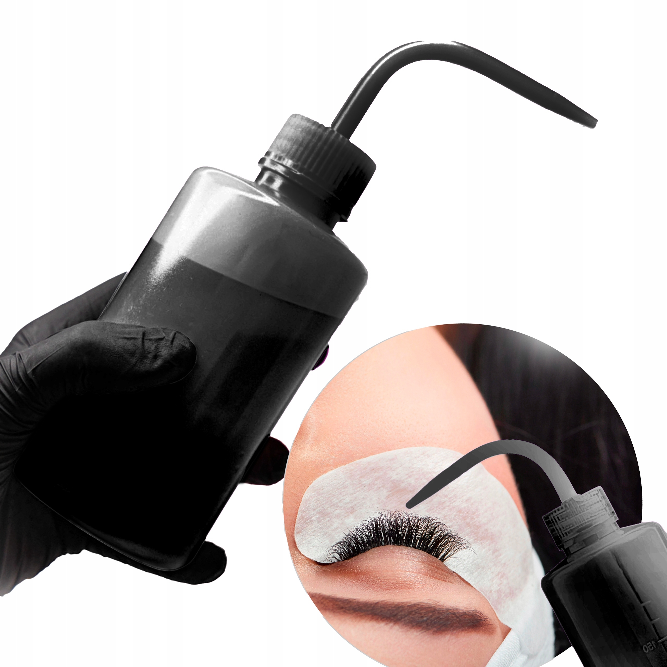 BUTELKA TRYSKAWKA BUTELECZKA DO MYCIA RZĘS 250 ml CZARNA