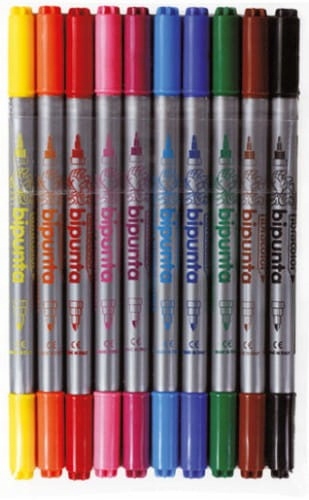 Flamastry Pisaki DWUSTRONNE FIBRACOLOR 10 kol