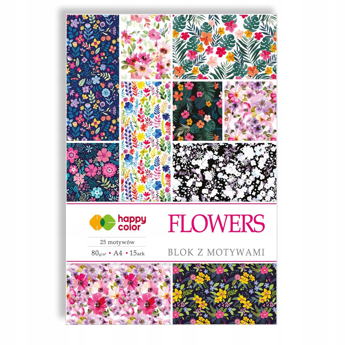 

Blok z motywami Happy Color A4 15 arkuszy Flowers
