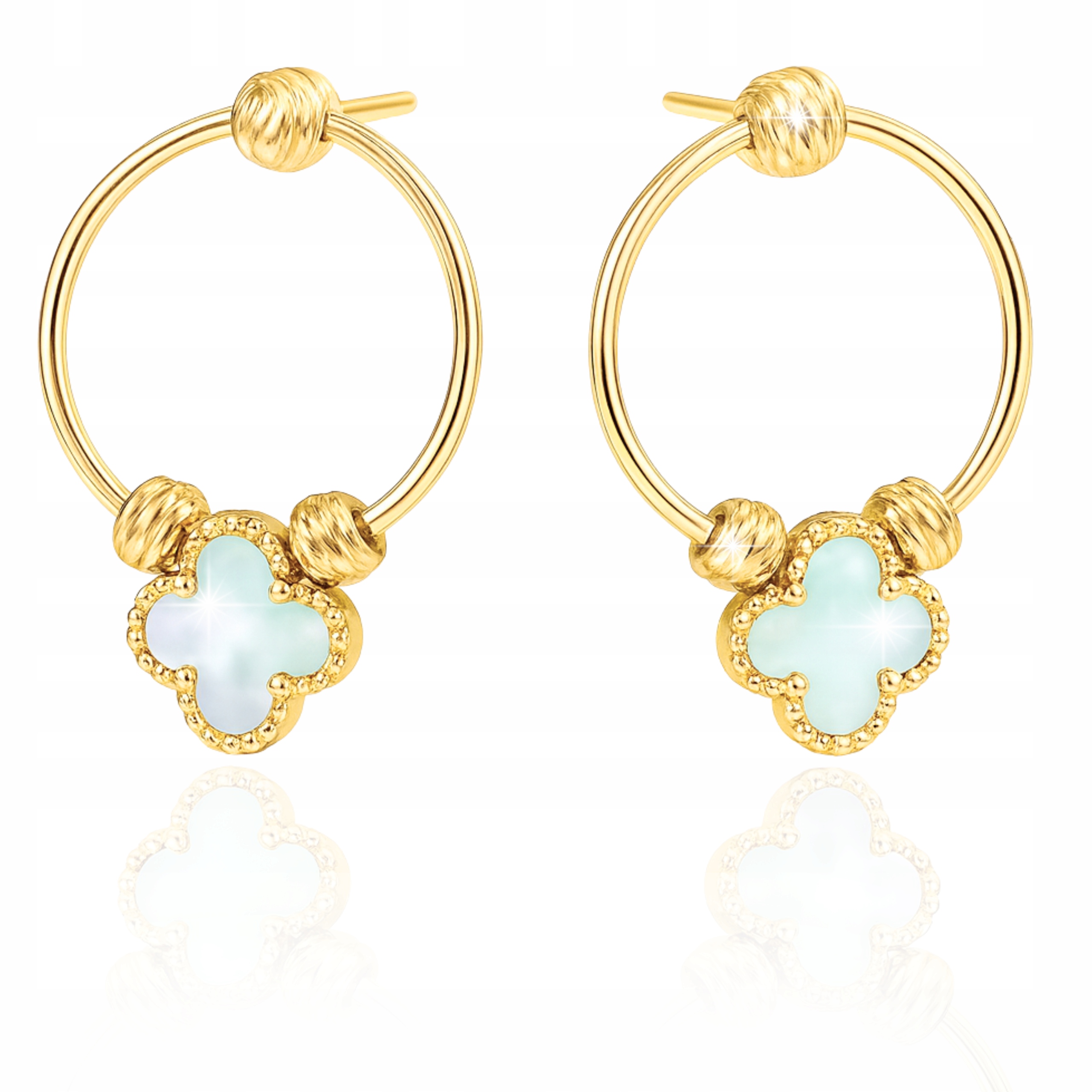 Dámské zlaté Náušnice Jetel Čtyřlístek Pr 585/925, Dárek Gravírování