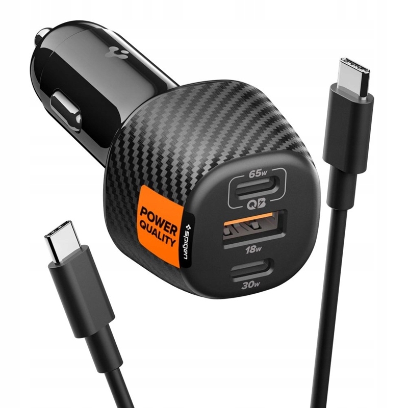 Spigen – automobilová 2x Usb-c Pd & Usb-a 1 m (černá)