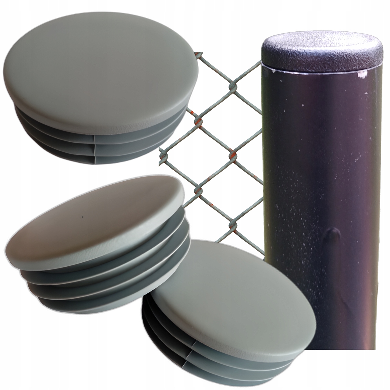 Vnitřní krytka na profil zátky trubek Fi 40 100 Ks Šedá