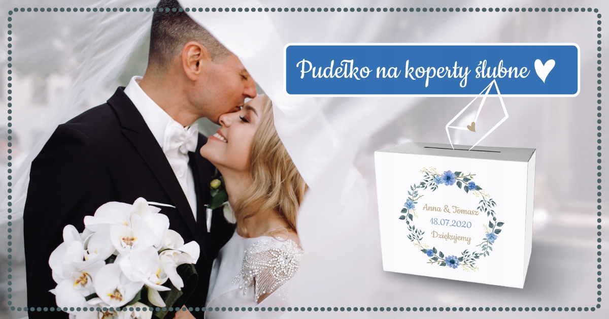 Pudełko na koperty PERSONALIZACJA ŚLUB WESELE EAN (GTIN) 5906516402220