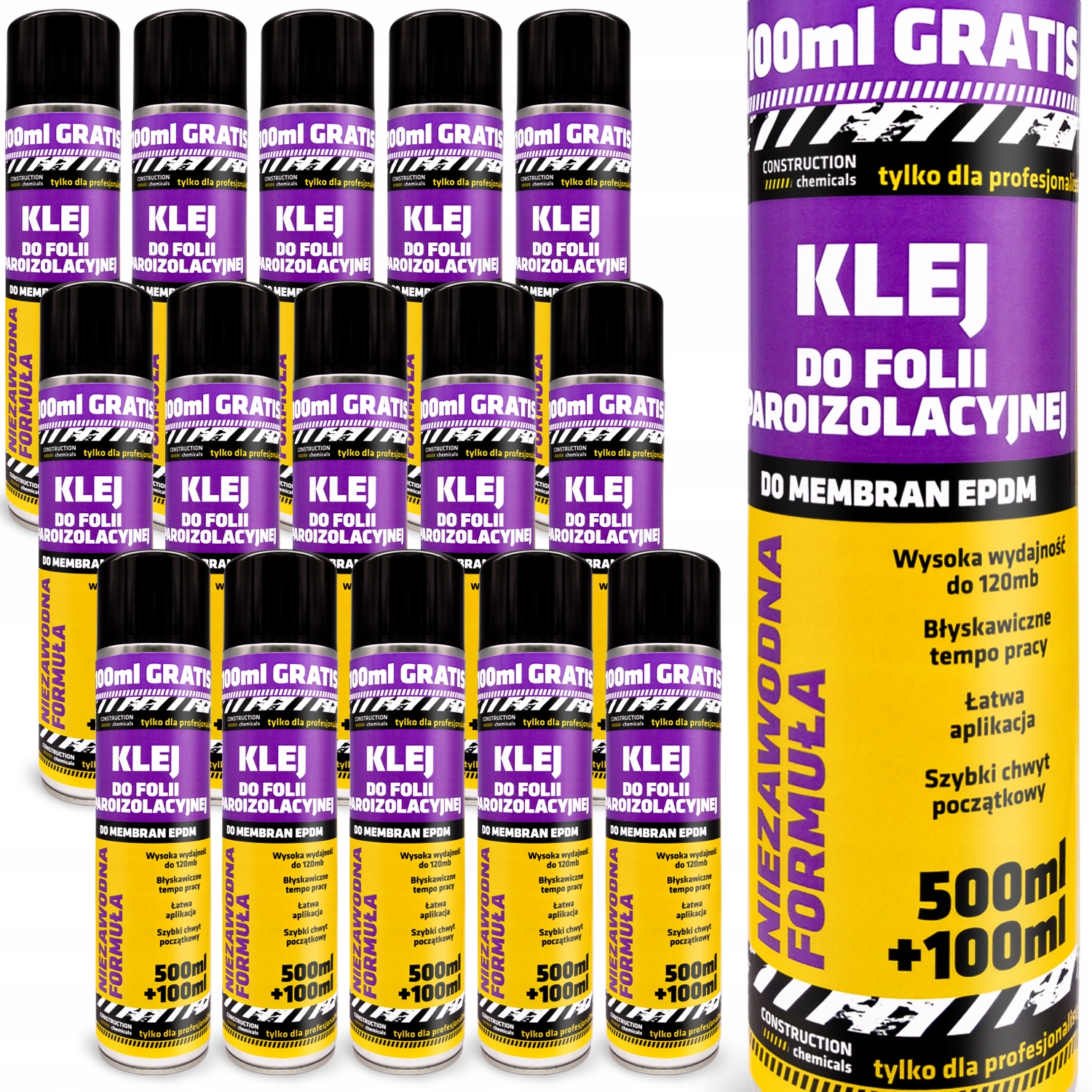 Zestaw Wykonawcy: 15x 600ml Spray Klej do folii paroizolacyjnej i membran