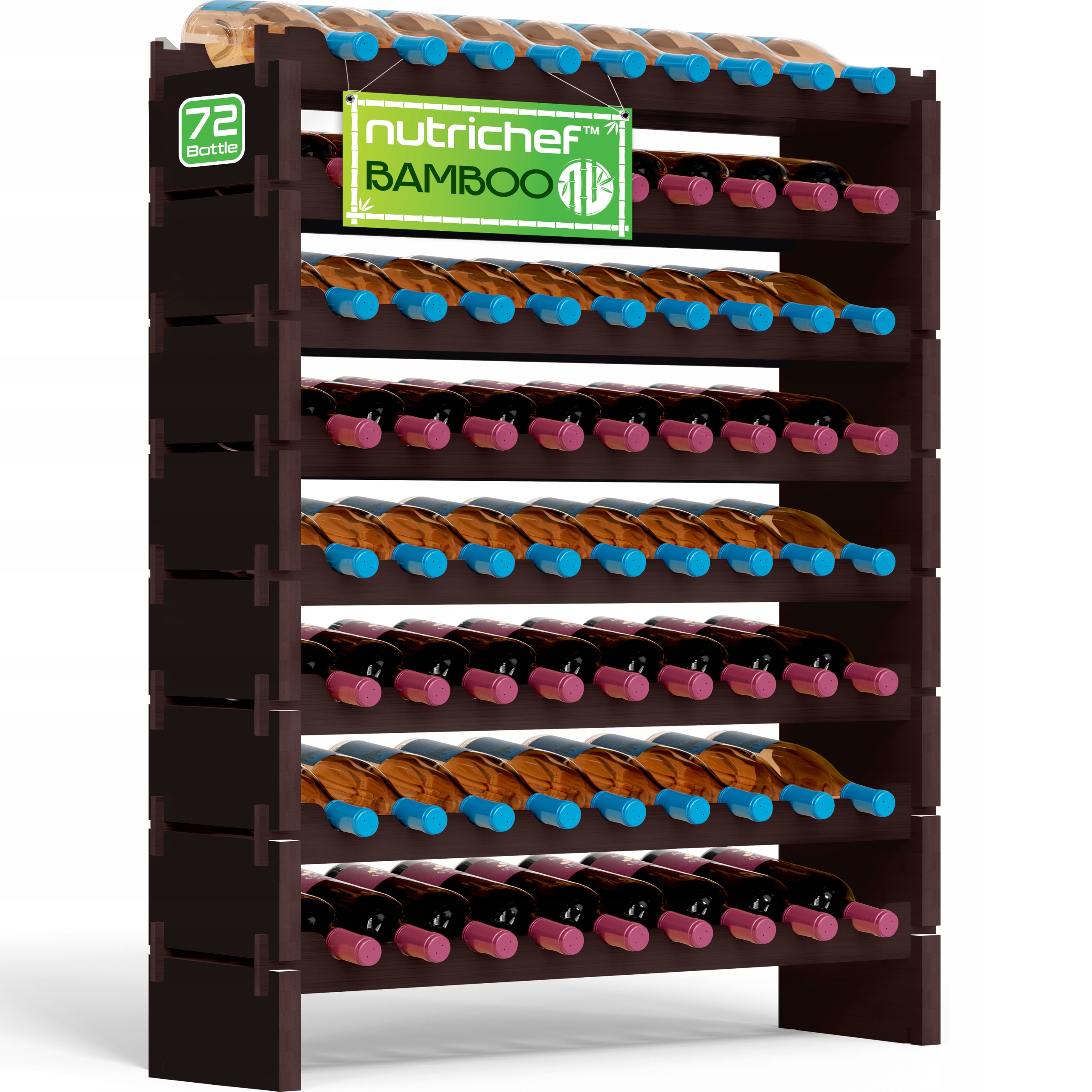Bambusový Stojan Na Víno 72 Lahví, Velký, Stabilní, Odolný, Nutrichef