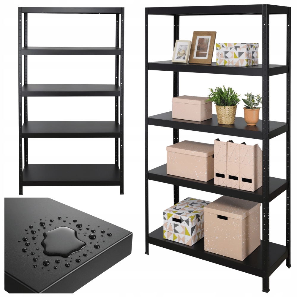 Celý kovový regál 180x100x40, pracovný stojan, skladový regál, čierny