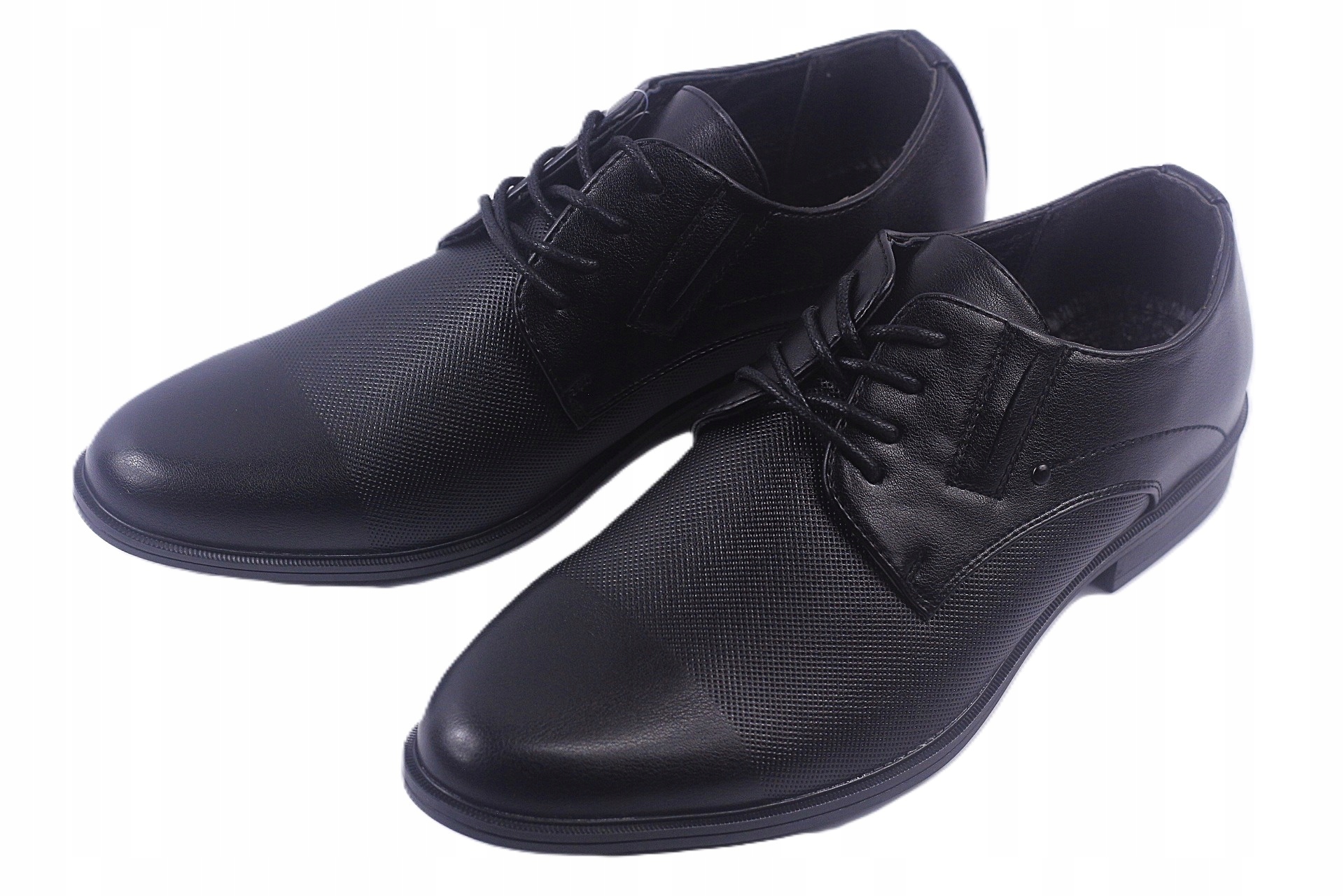 Buty męskie półbuty wizytowe do garnituru czarne sznurowane r 42