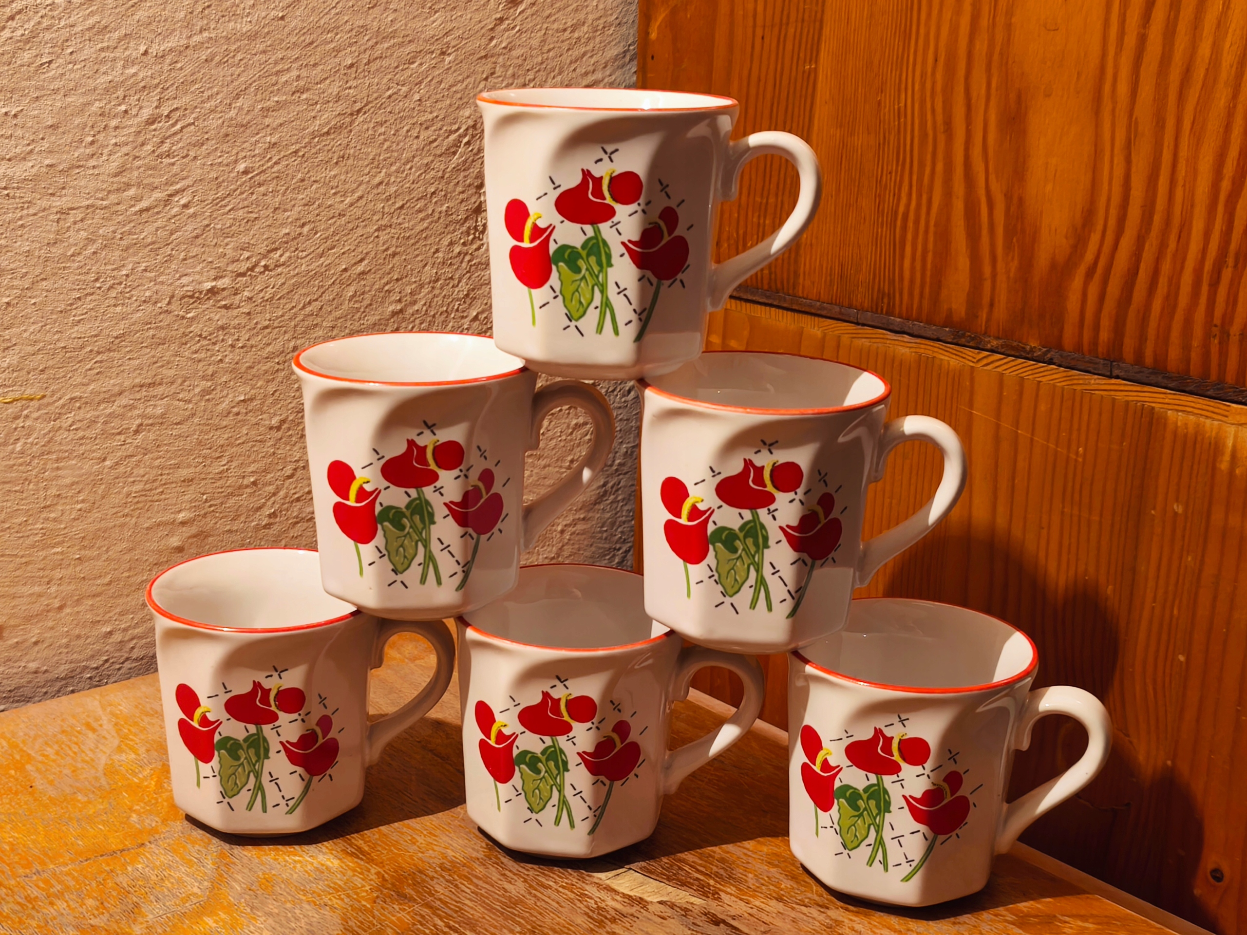 FILIŻANKA OCTET ANTURIUM PORCELIT PRUSZKÓW PRL