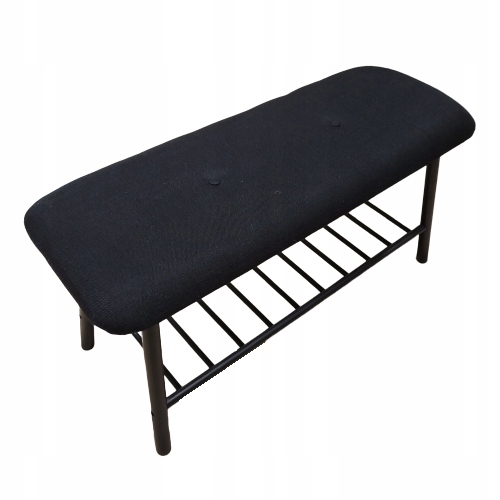 Ławka VAND tapicerowana czarny/bambus S90 x W45 Kolekcja vandsted