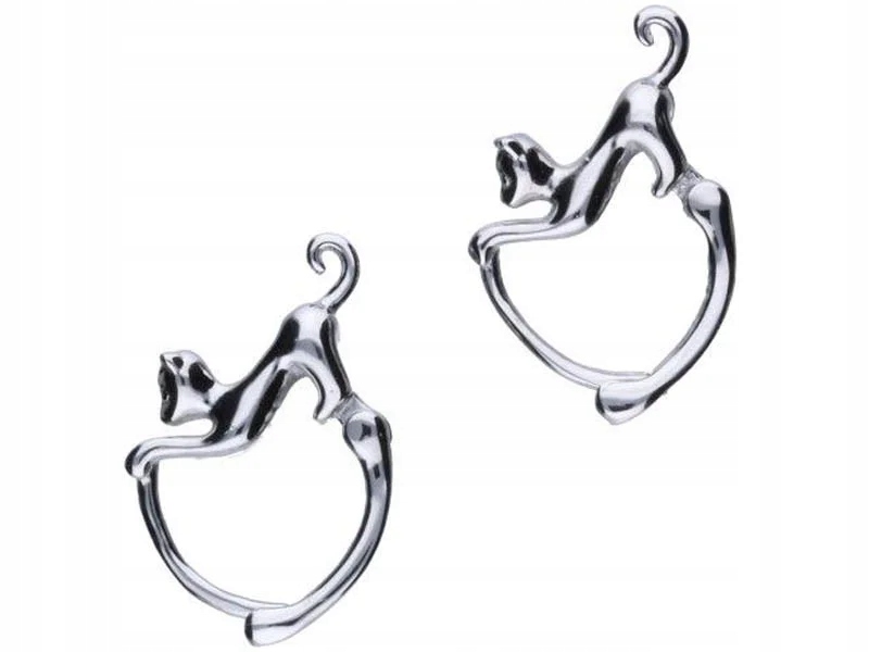 Stříbrné náušnice pro dívky, pr 925, hladké náušnice s kočkou, módní dárek