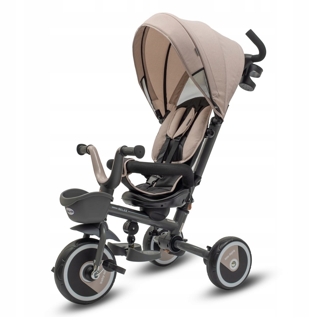 Dziecięcy Rowerek Trójkołowy Baby Mix 5W1 Relax Obrotowy 360° Beżowy