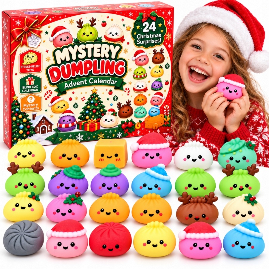 24 mačkací hračky dumplingů v adventním kalendáři Squishy – zábava na každý den