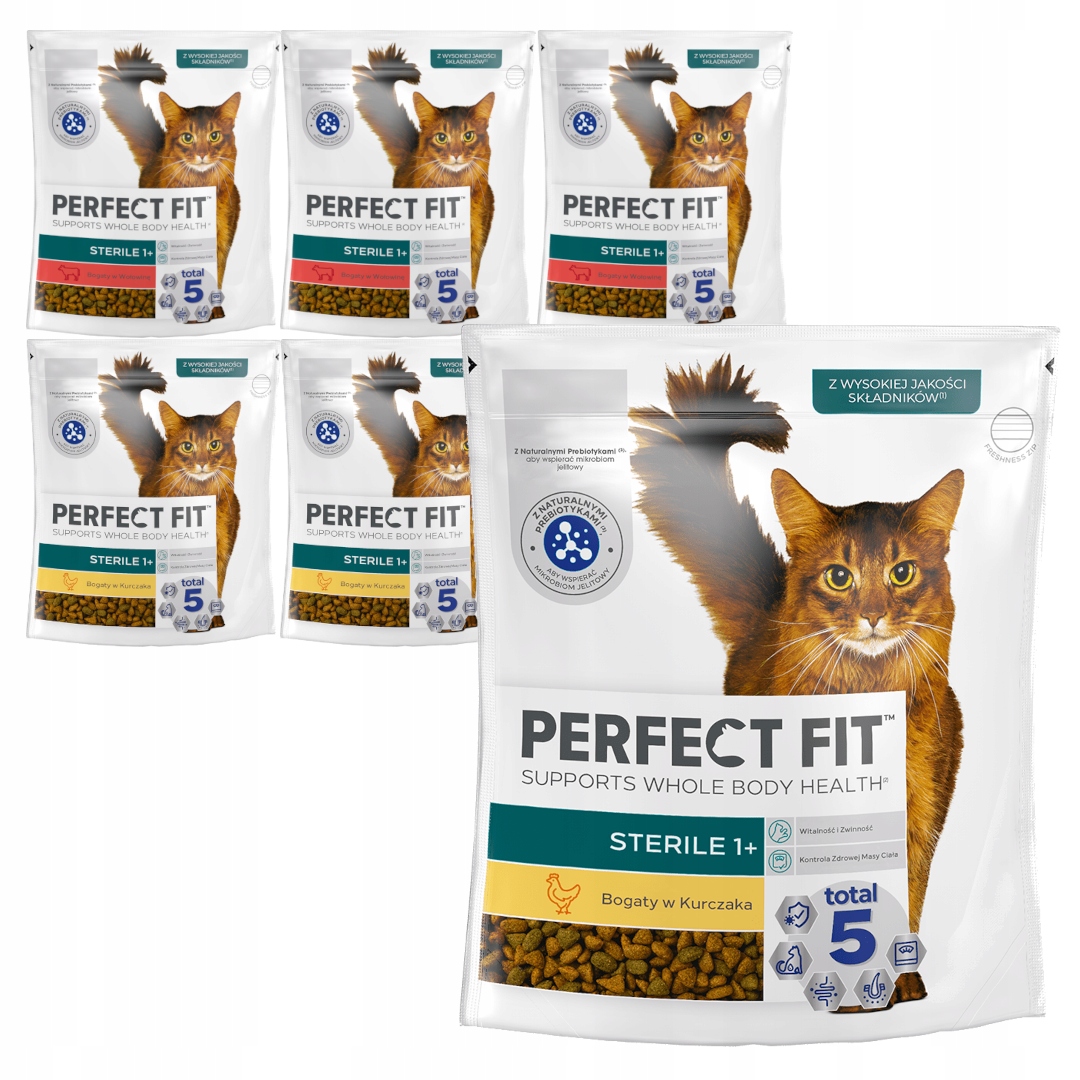 Perfect Fit Sterilní suché Krmivo pro sterilizované kočky Mix Chutí 6x750 g