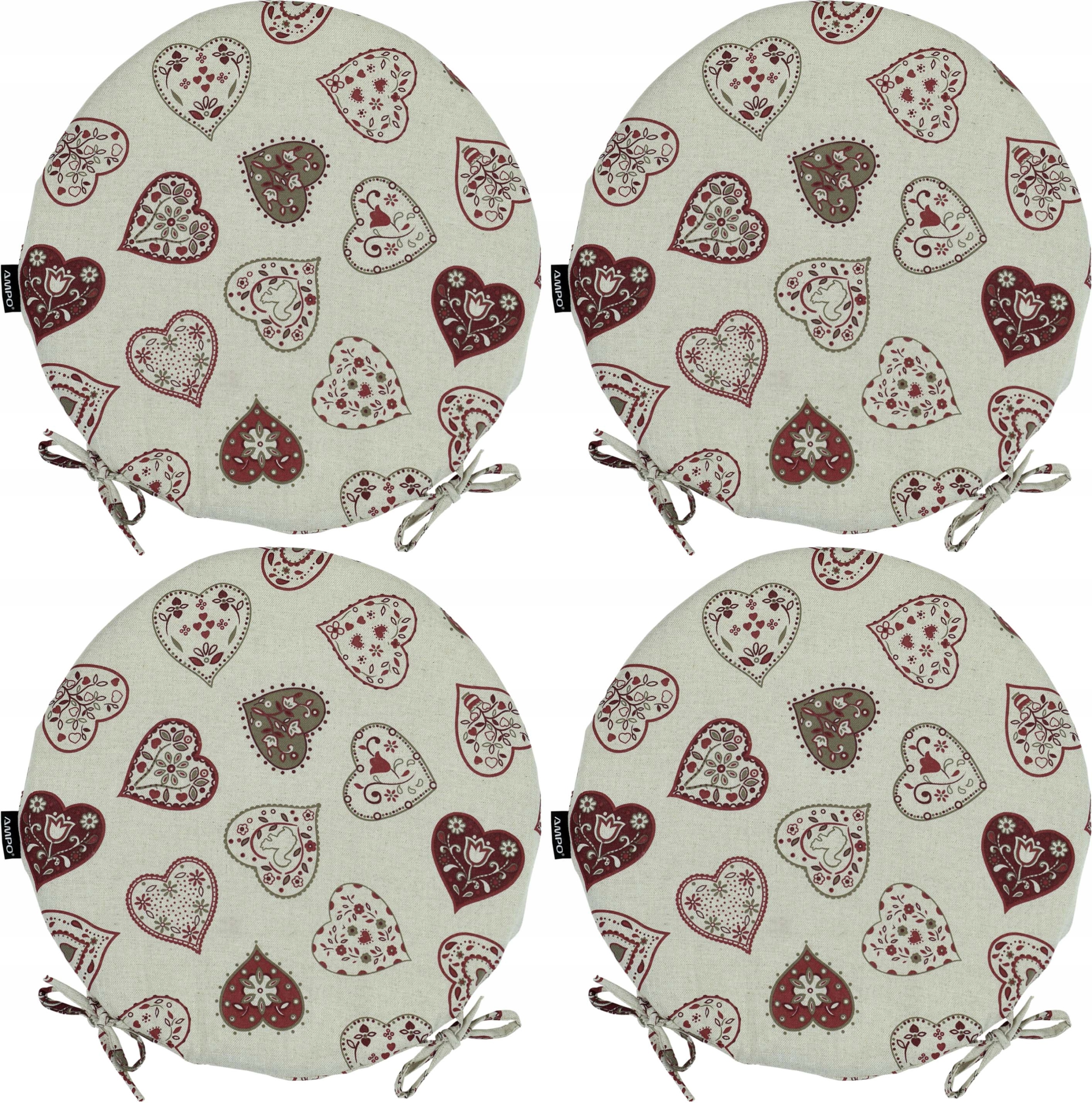 Sada Kulatých Polštářů Na Židli 40 cm 4 ks