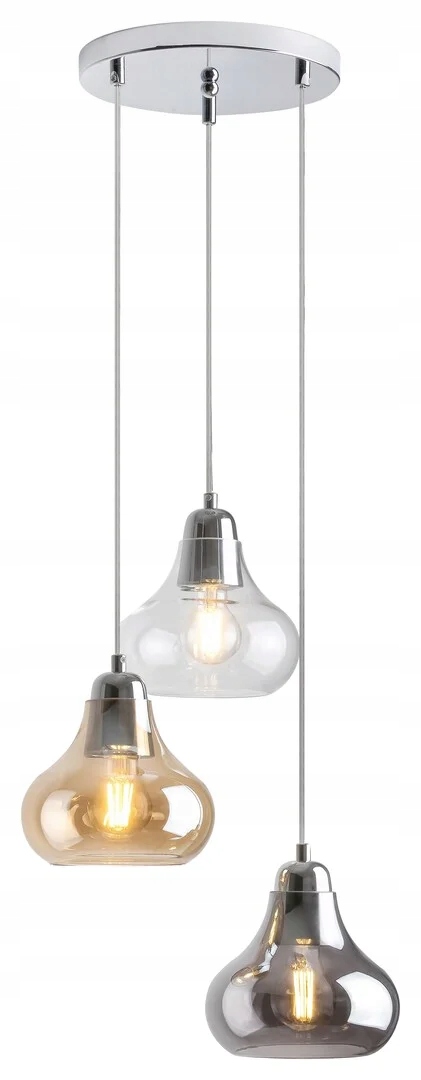Závesná lampa chrómová s farebnými sklenenými tienidlami do obývačky okrúhla 25 cm Rabalux