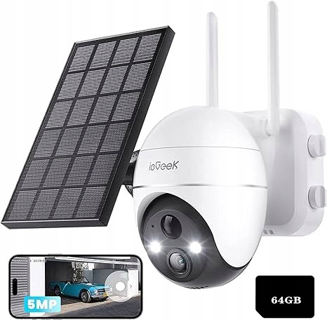 Ip kamera Venkovní otočná WiFi 4K 5MP Zoom Solární Detekce Pohybu 64GB