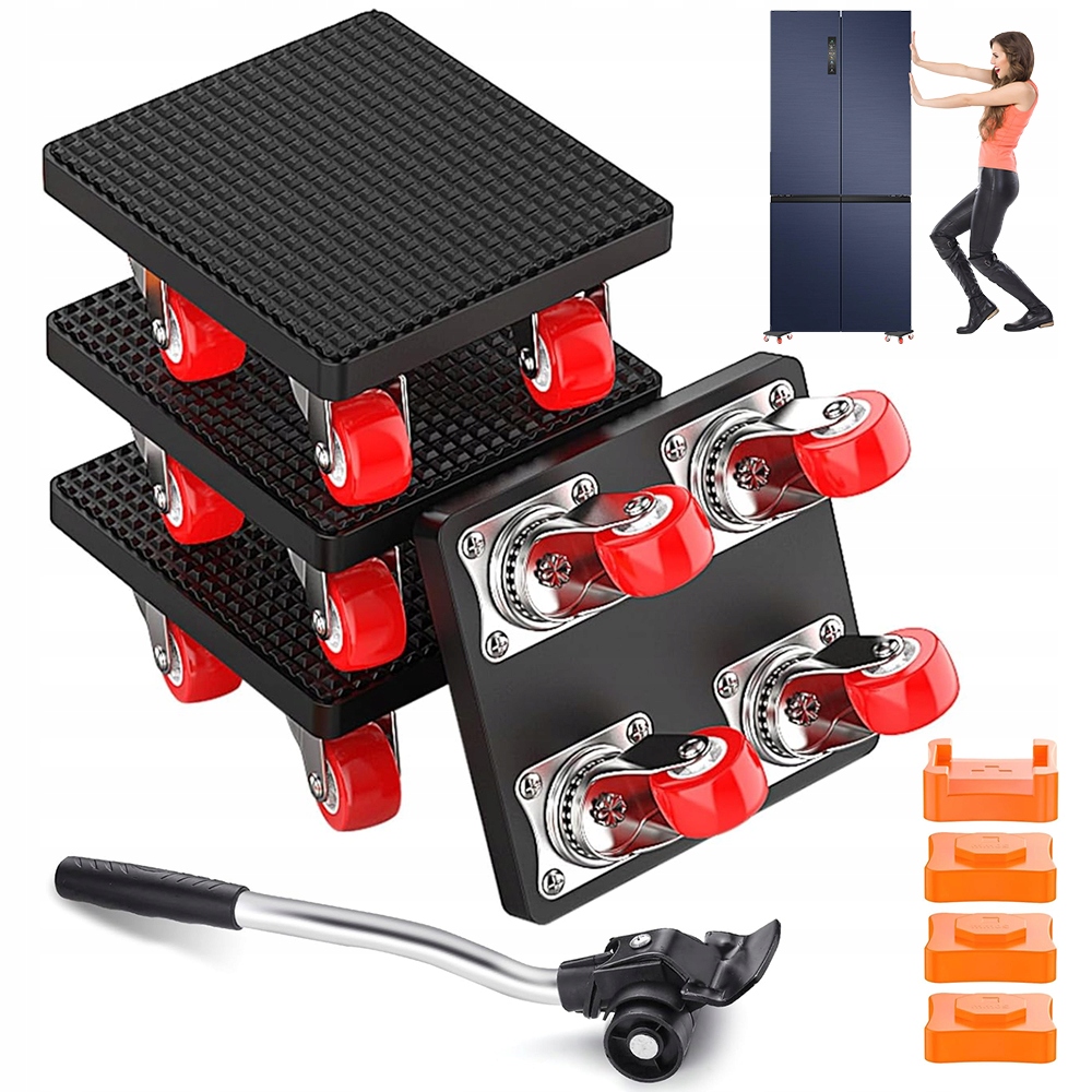 ZESTAW PRZESUWAKÓW DO MEBLI 500KG OBRACANE KÓŁKA ŁATWY MONTAŻ