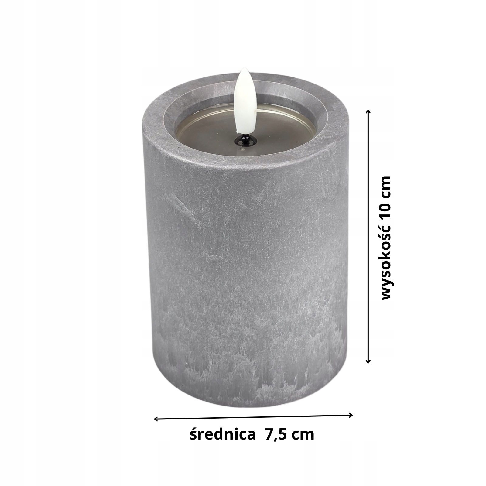 Świeca LED marmurowa szara– dekoracyjna lampka LED 7,5 cm x 10 cm