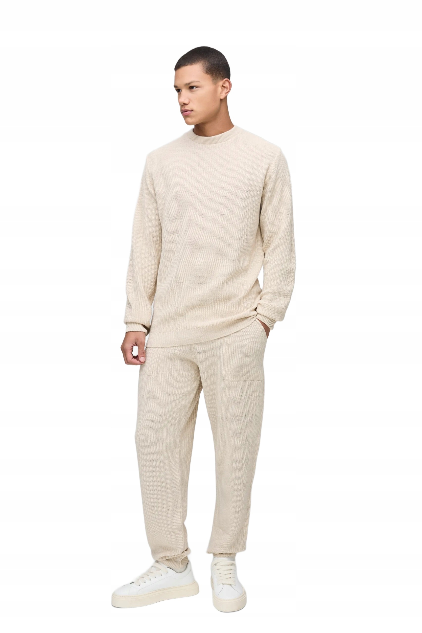 Boohooman Pánský Teplákový Komplet Béžový Dlouhý Rukáv Rovné Nohavice Xs Z3A