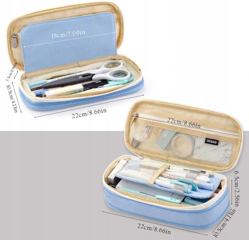 2024 NOWY DUŻY PIÓRNIK WIELOFUNKCYJNY SASZETKA TRZYKOMOROWY PIÓRNIK SZKOLNY Kolor Odcienie niebieskiego