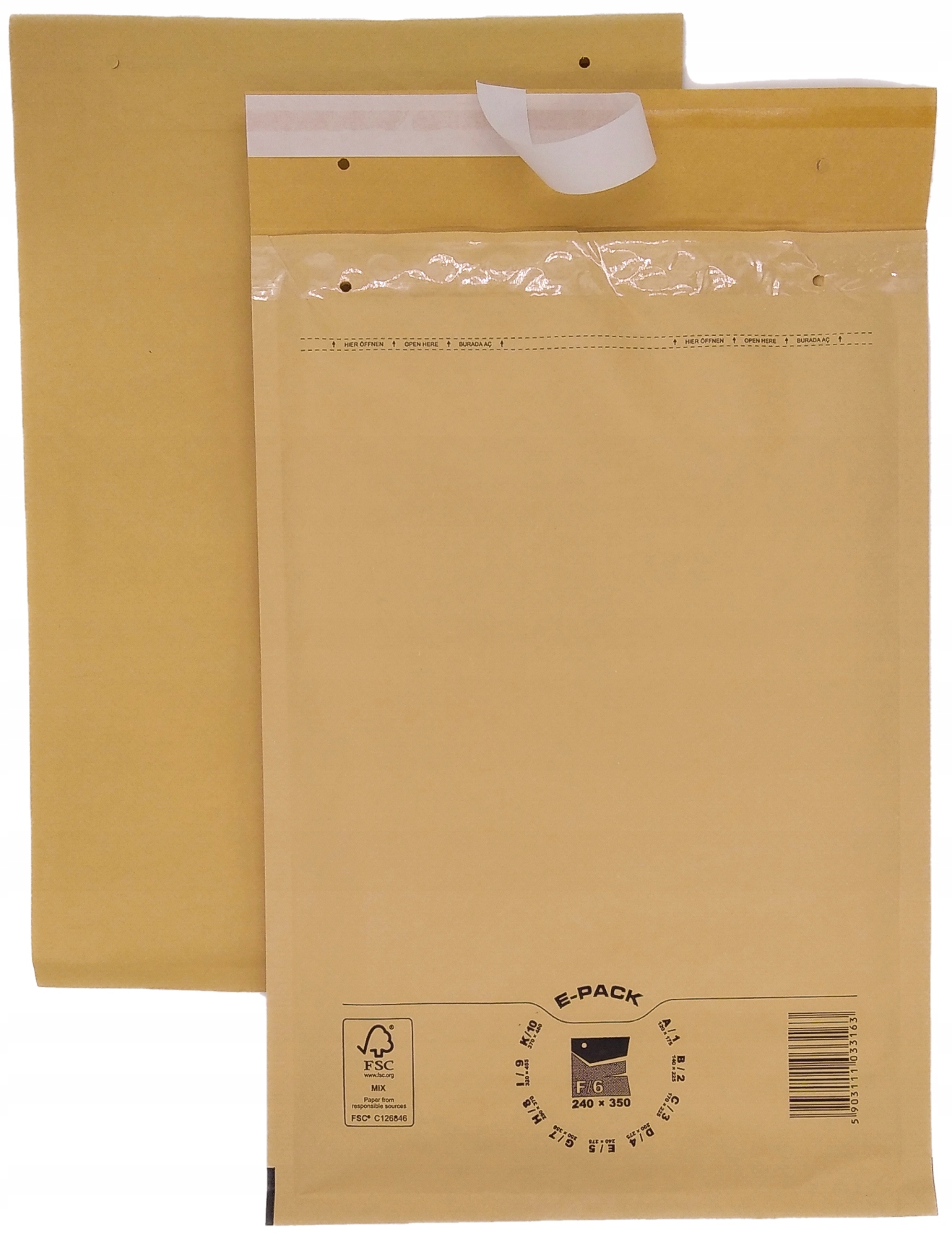 Koperty bąbelkowe F16 350x240 E-Pack BRĄZOWE duże HURT x100 EAN (GTIN) 5903111033163