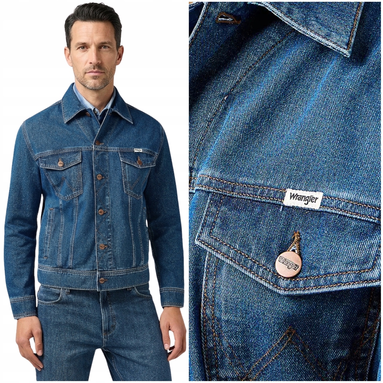 Wrangler Classic Jacket Stonewash DżINS kurtka jeansowa męska katana XL