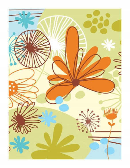 Fototapeta Květiny Abstrakce Vektorový Mix Pomeranč Světle Modrá 184x254 lepidlo