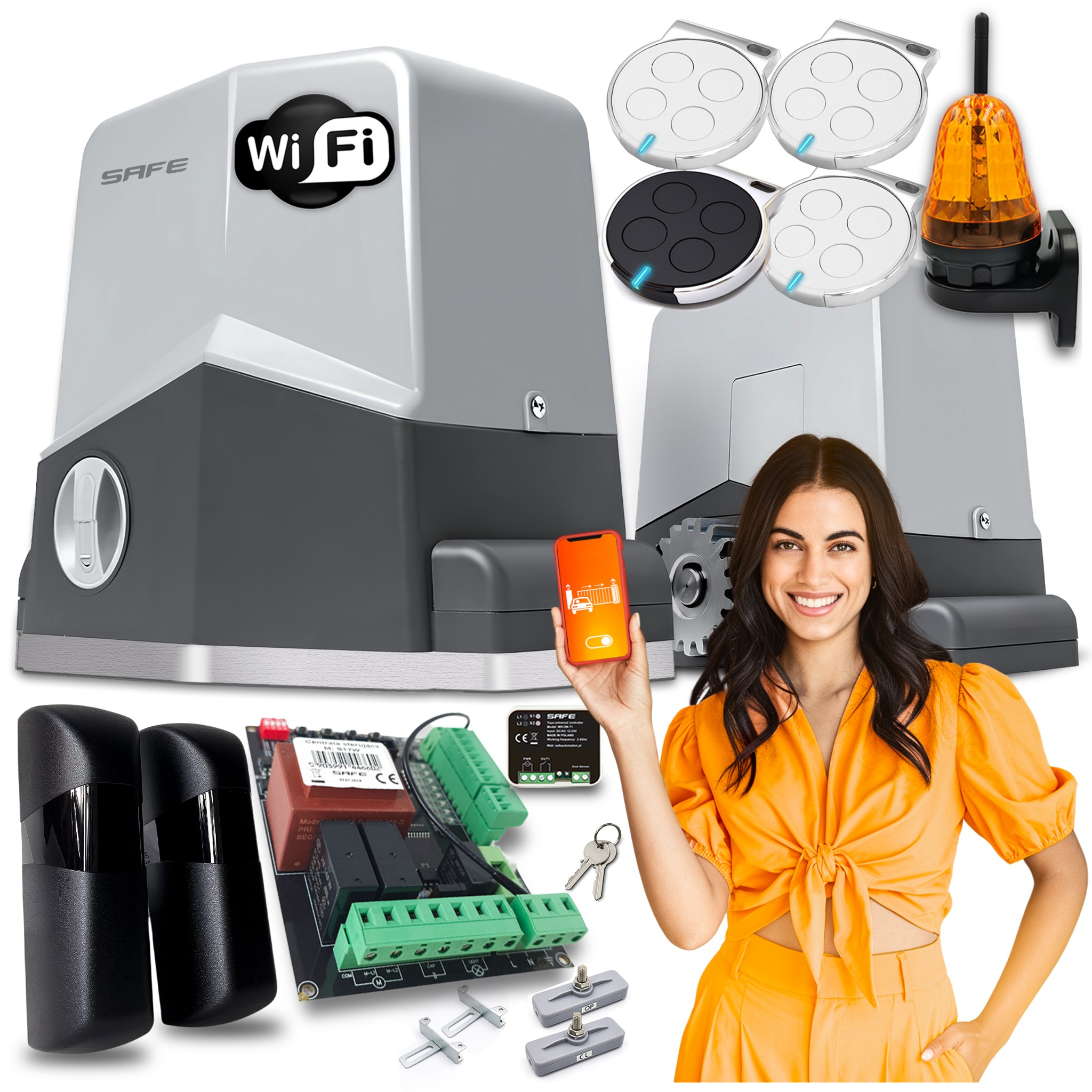 Set Pohon Pro Posuvné Brány lampa pohon 4 ovladače 600 kg Wifi Tuya