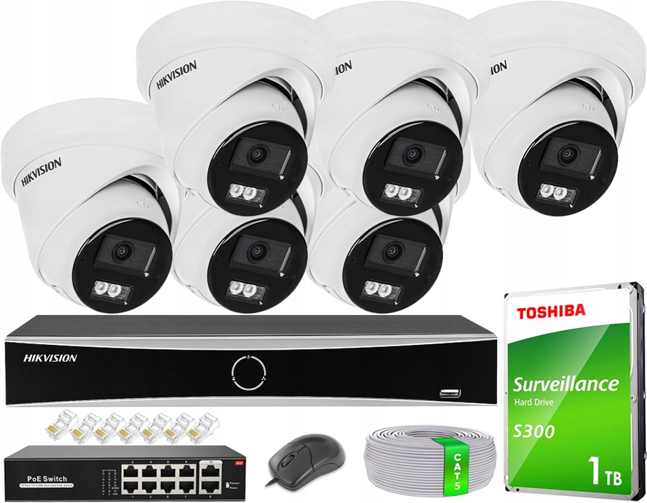 Sada na monitorovanie 8MPx Hikvision 6 kamier DS-2CD2383G2-LI2U AcuSense Ai