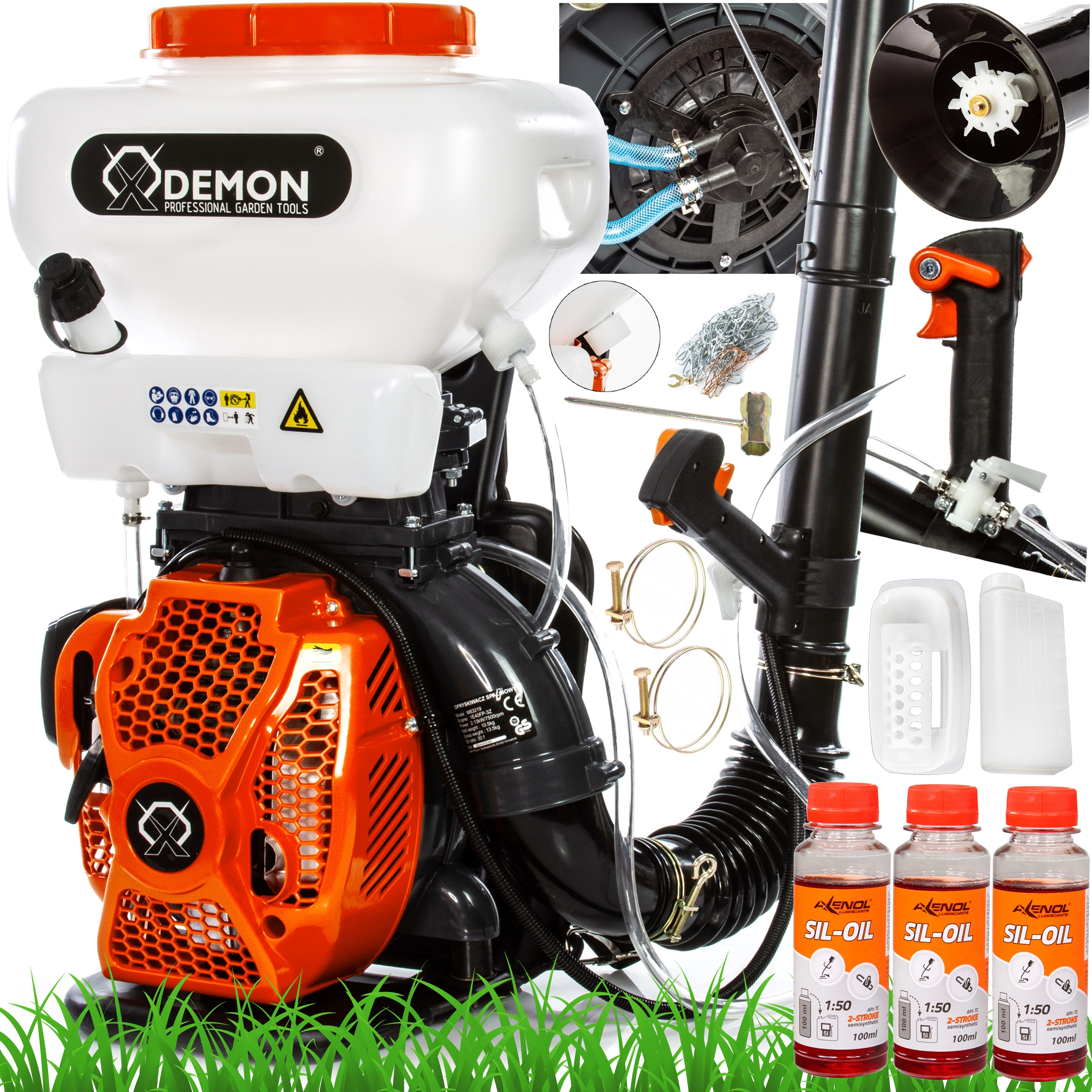 Benzínový Postrekovač Plechový Záhradný Fúkač Demon 16 l 3 Oleje