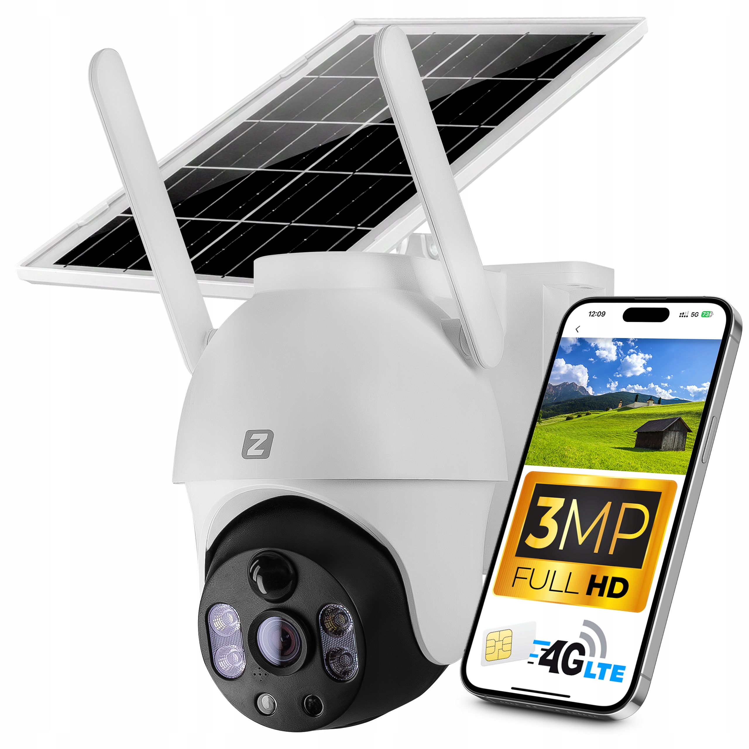 Kamera Obrotowa Zewnętrzna Solarna Na Kartę Sim 4G 3MPx