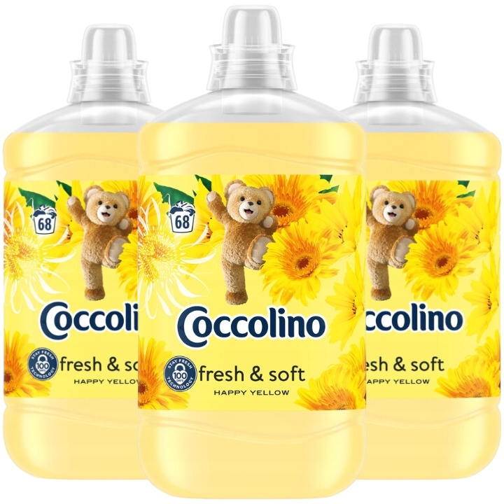 Levně Coccolino Happy Yellow tekutá aviváž Fresh & Soft 3x1,7L 204 praní