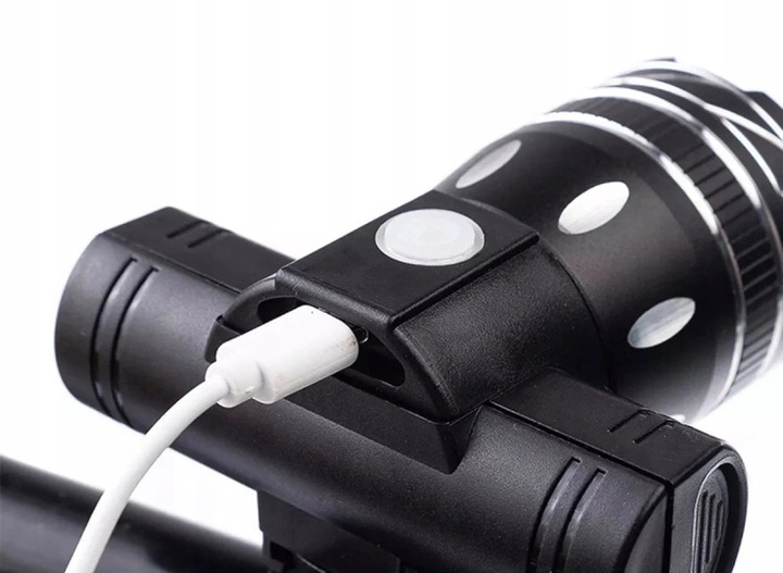 LAMPKA ROWEROWA ŚWIATŁO PRZÓD TYŁ LED NA ROWER KIEROWNICĘ MOCNA USB JASNA Zasilanie USB