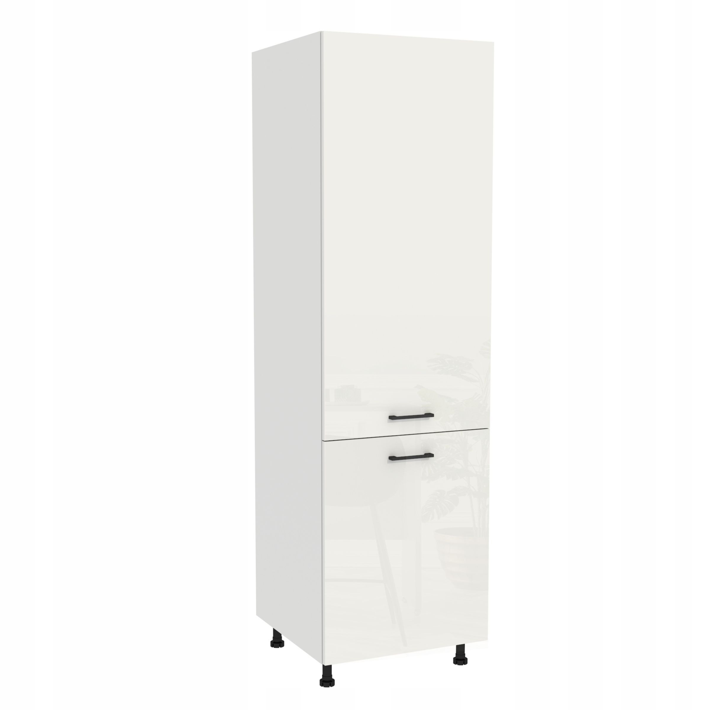 Kuchyňská skříň na vestavnou lednici 60/197 Capri Bílá přední strana Bílý Akryl Lesk