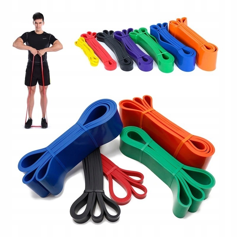 Gumy do Ćwiczeń Oporowe Zestaw 7 gum Fitness Taśmy Szerokość 85 mm