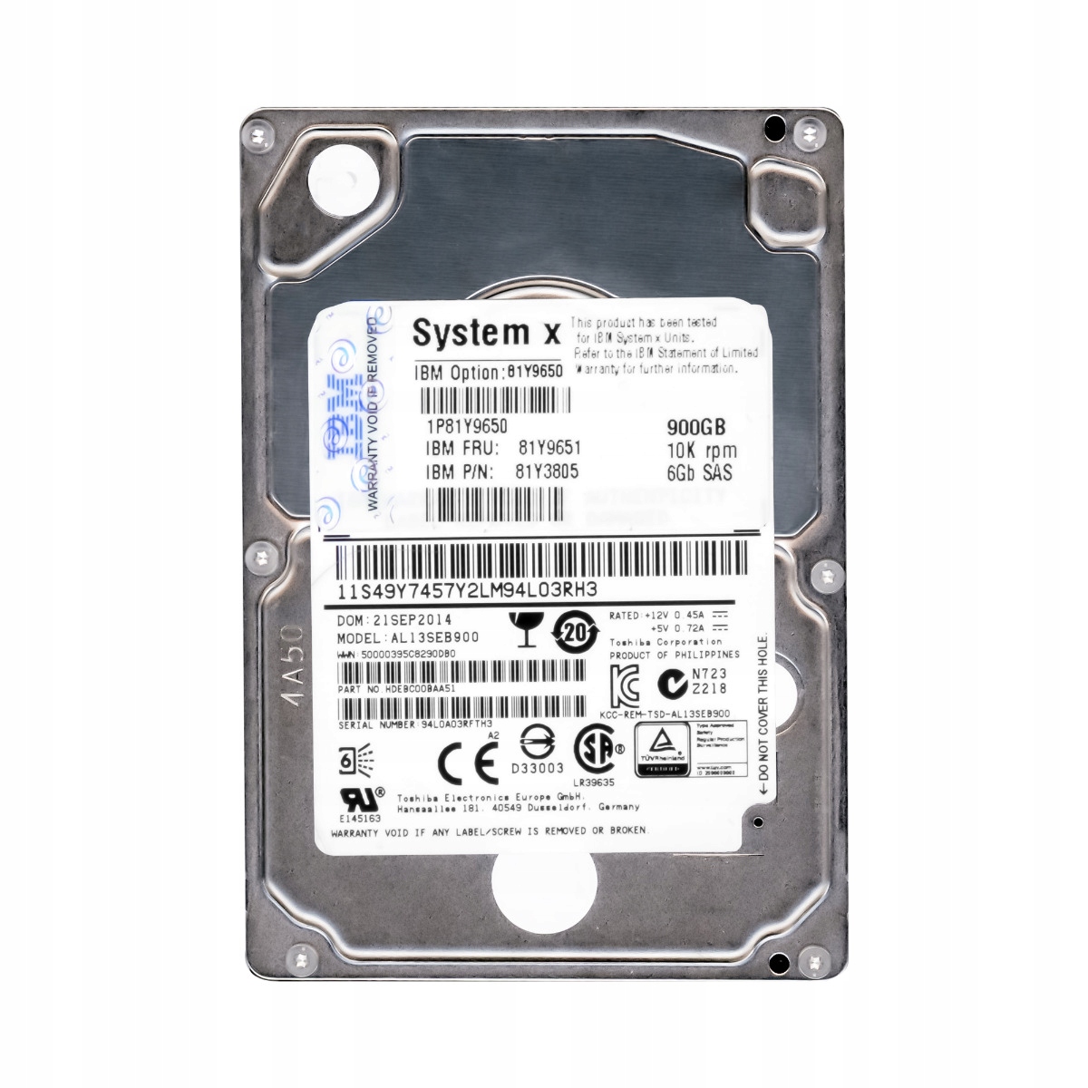 Ibm 81Y9651 900GB 10K 64MB SAS-2 2.5'' 81Y3805 AL13SEB900