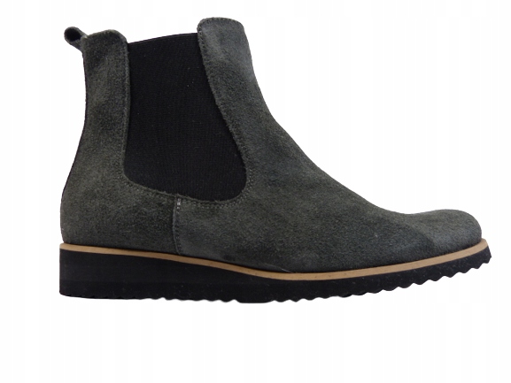 šedé dámské kožené zateplené kotníkové boty na podzim, velikost 38