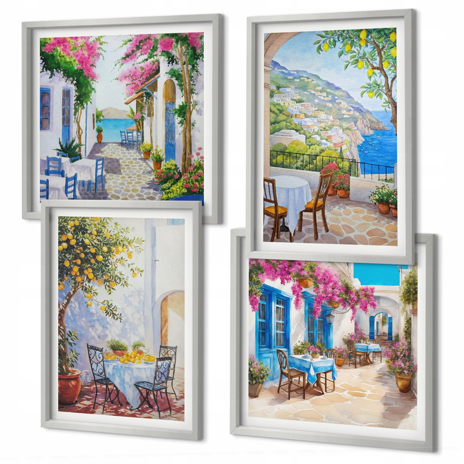 Elegantní domácí galerie obrazů Okouzlující uličky s rostlinami Stříbrný rám