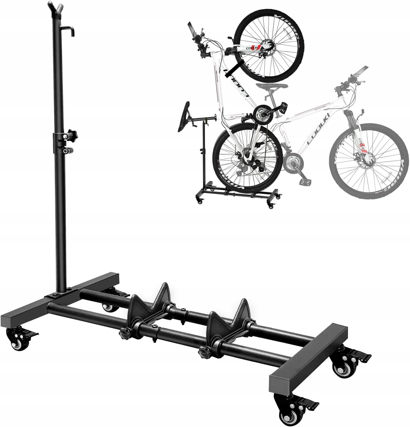 Pionowy Stojak Rowerowy Z Kółkami Mobilny Stabilny