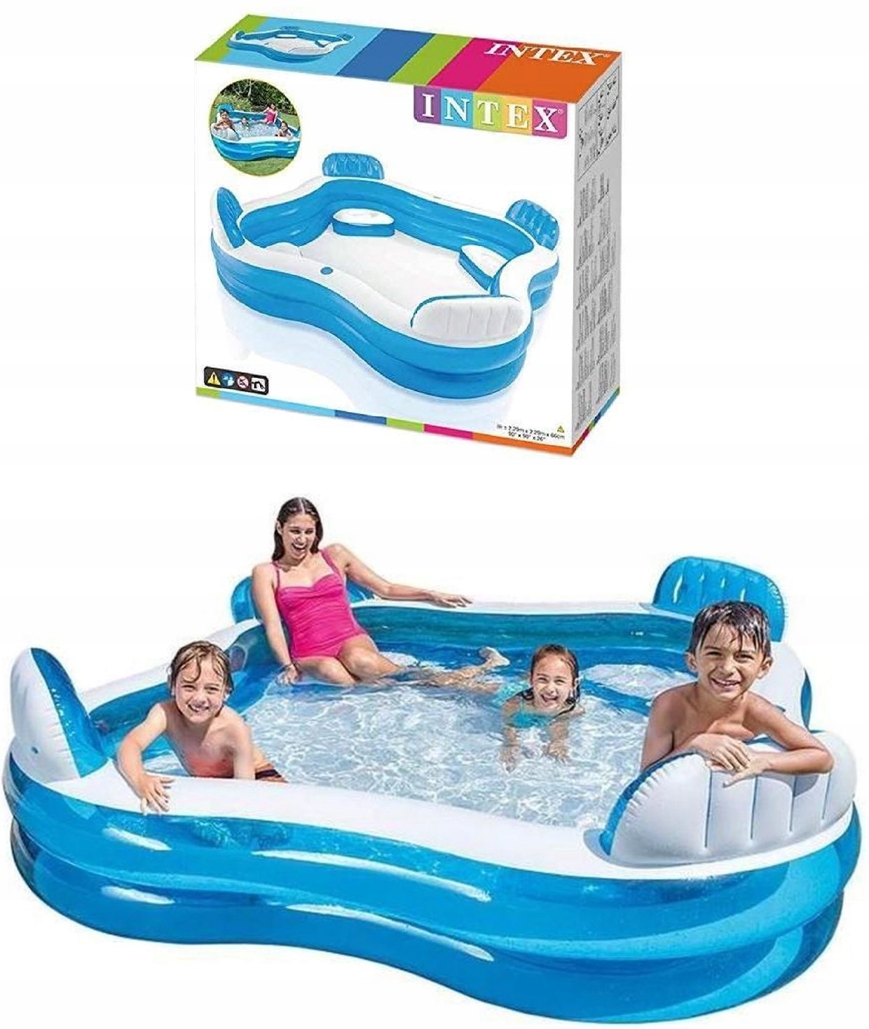 Záhradný bazén So Sedadlami Darček 10 ks Veľký Záplatok 229 X 229 X 66 CM