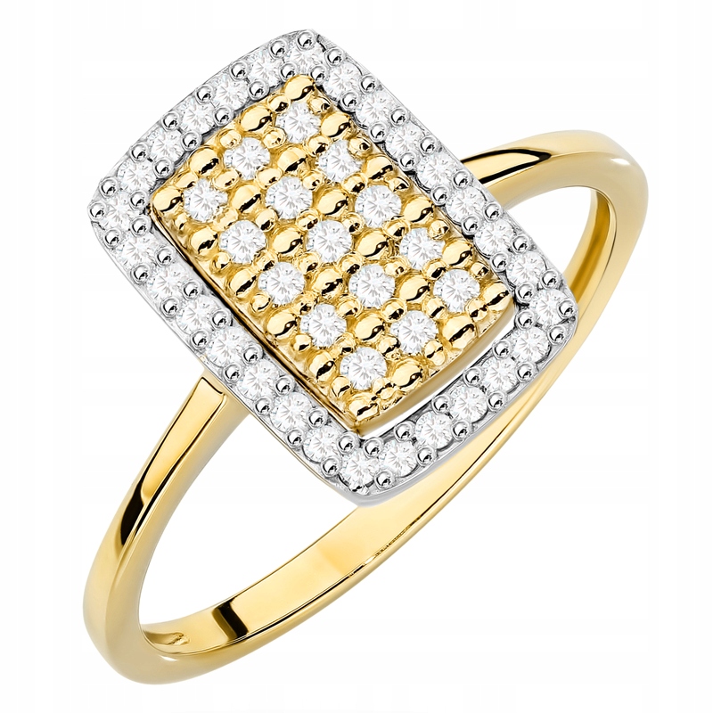 Zlatý Prstýnek pr. 585 Obdélníkový Briliantový diamant 0,27 ct 14k