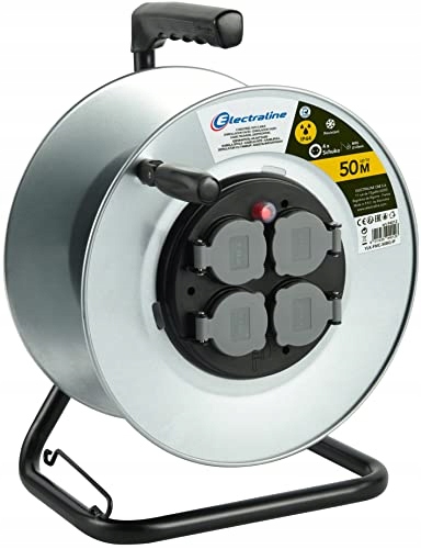 ELECTRALINE Metalowa Przenośna Rolka 4 Gniazda IP44 Bez Przewodu — miniatura 3