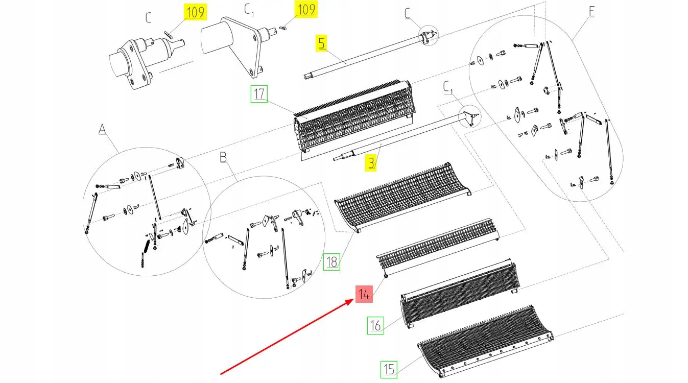 101422829 Klepisko do zboża Producent części Rostselmash
