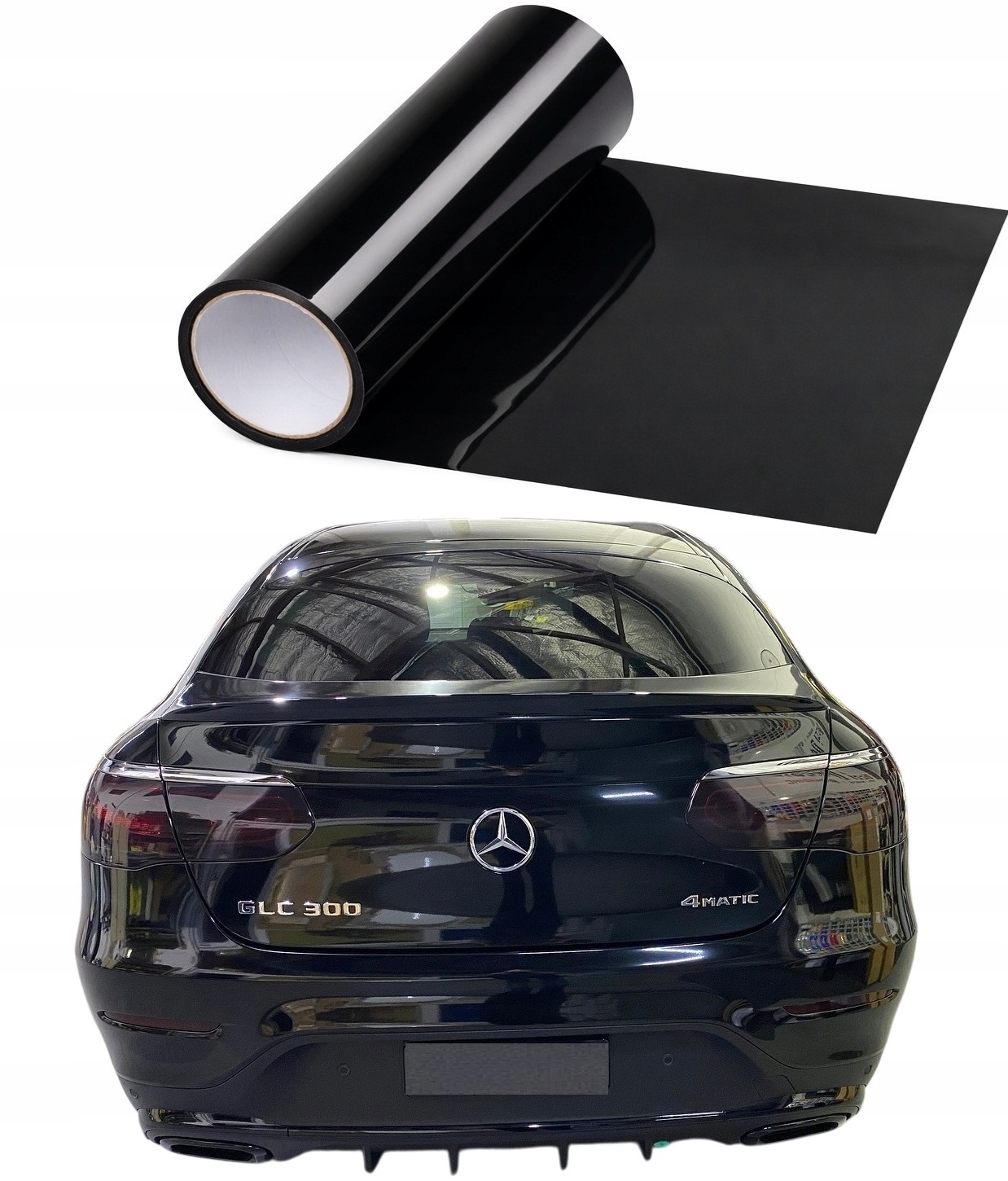 Folia 10m x 30cm Czarna Ciemna Do Przyciemniania Lamp Przyciemniająca Lampy