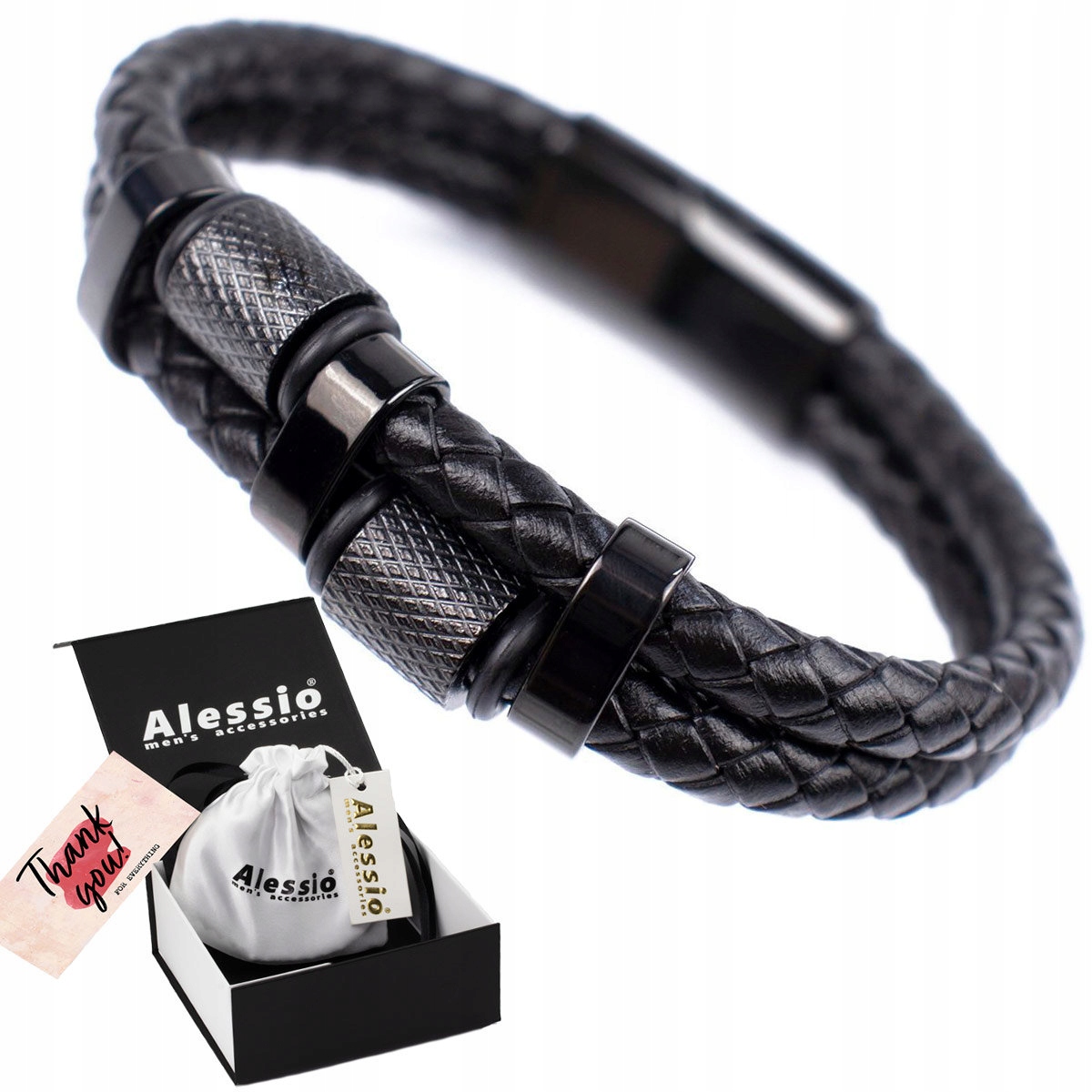 

Bransoletka Pleciona Stal Szlachetna 316L Skóra