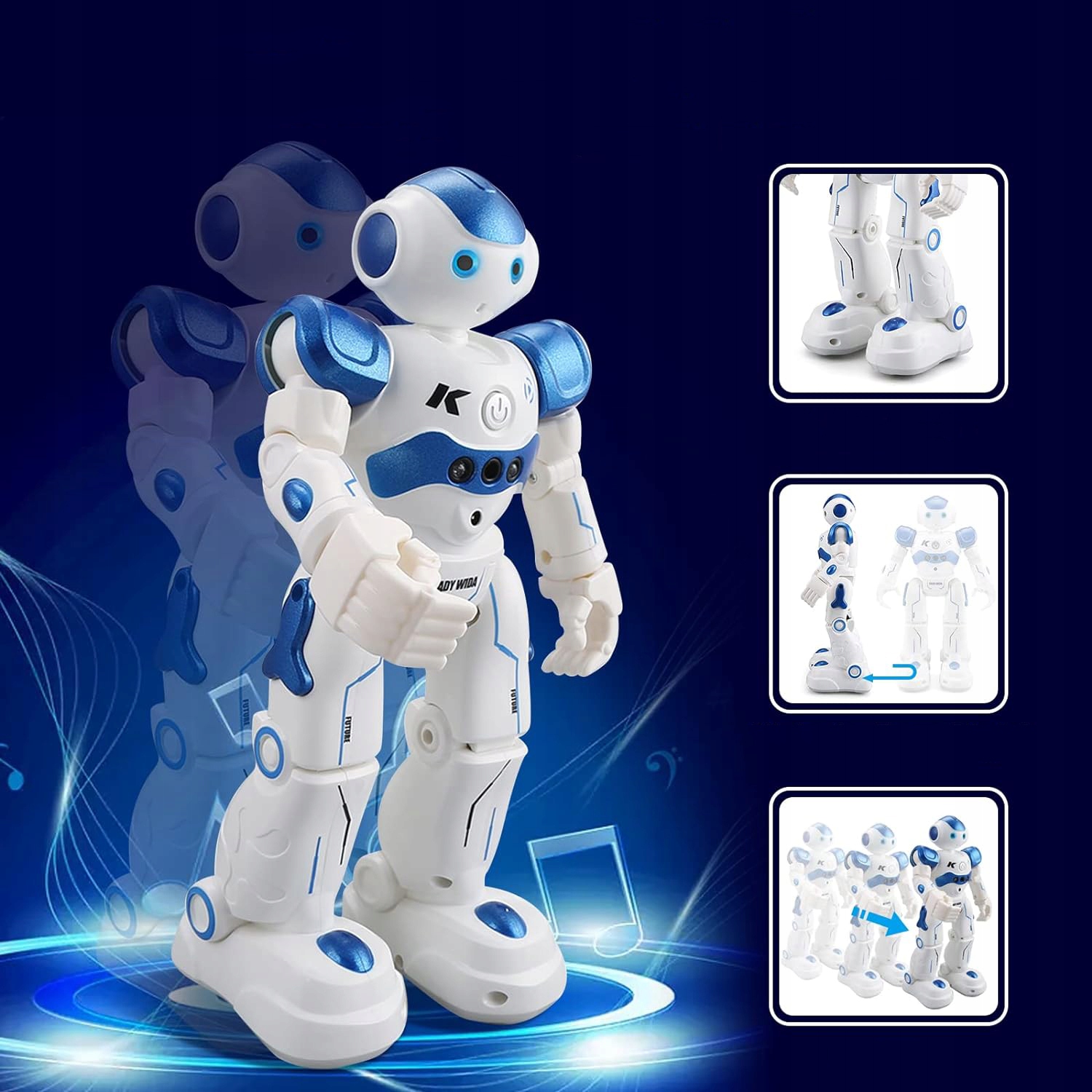 STERUJĄCY GESTAMI RC PROGRAMOWALNY ZDALNIE STEROWANY ROBOT ZABAWKA Z USB Kolor dominujący odcienie niebieskiego