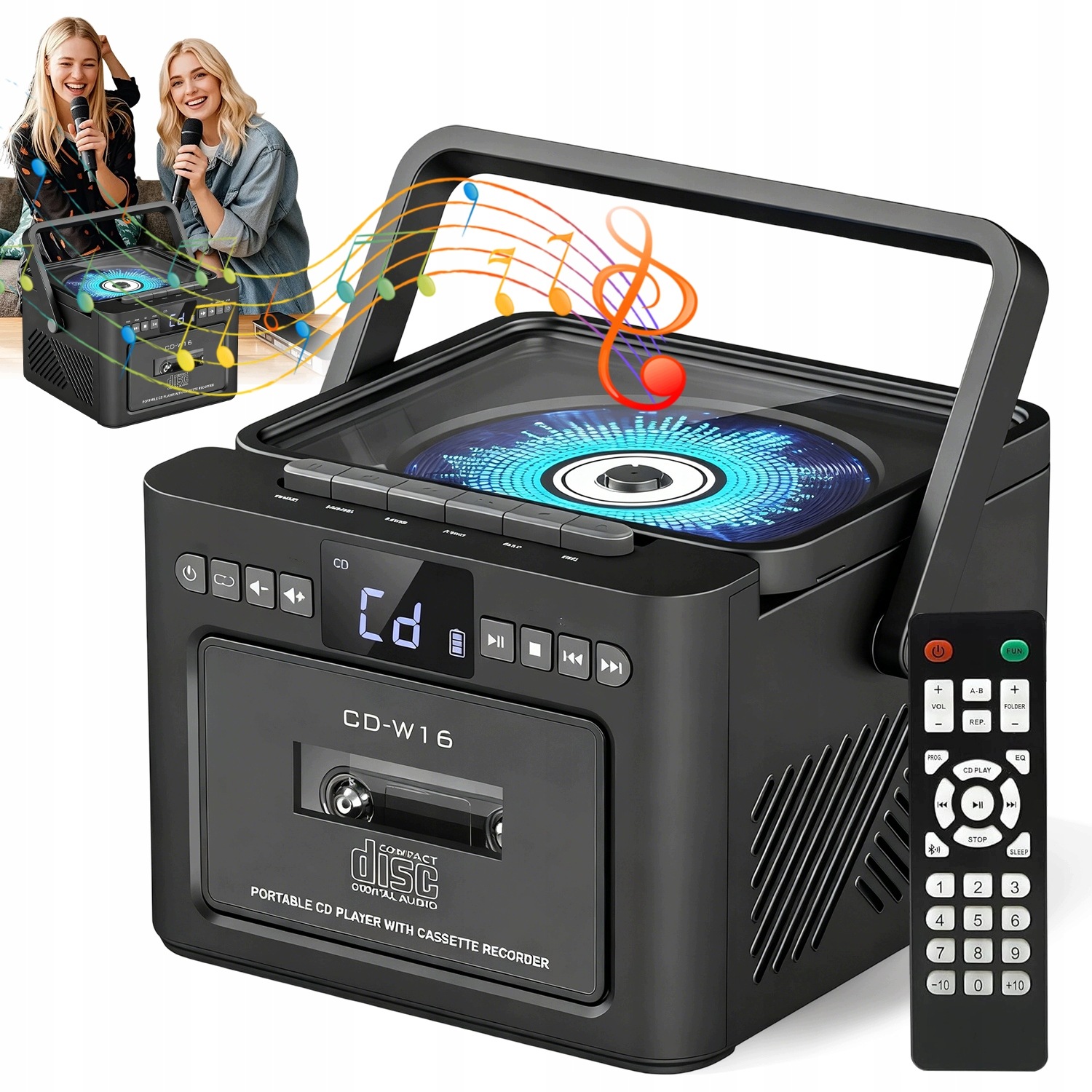 Přenosný Rádio CD Přehrávač Usb LCD displej MP3 Fm Dálkové Ovládání