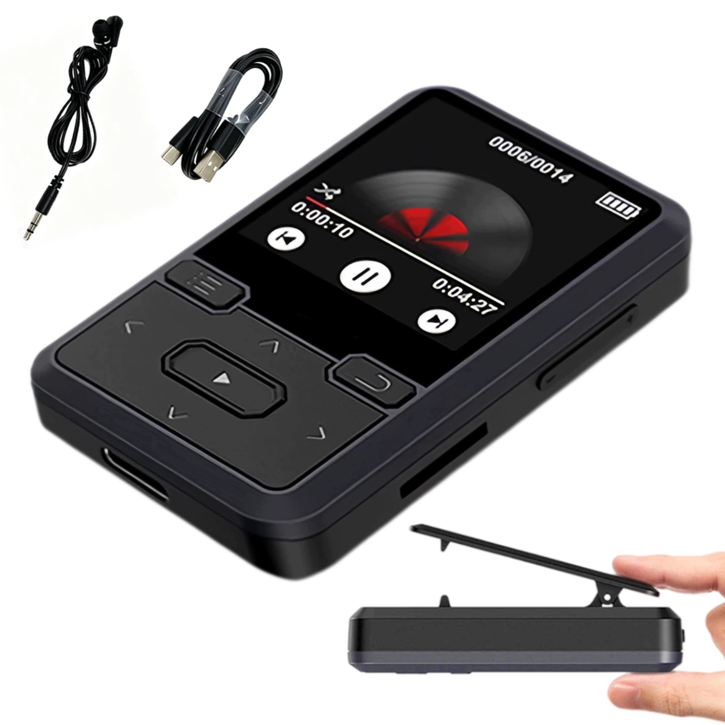 Bluetooth MP3 přehrávač Přenosný 32GB HiFi RadioFm Krokoměr Diktafon
