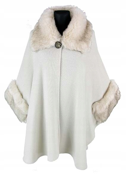 PELERYNA PONCZO SWETER FUTRO GRANAT UNI 40 - 56 Rozmiar uniwersalny