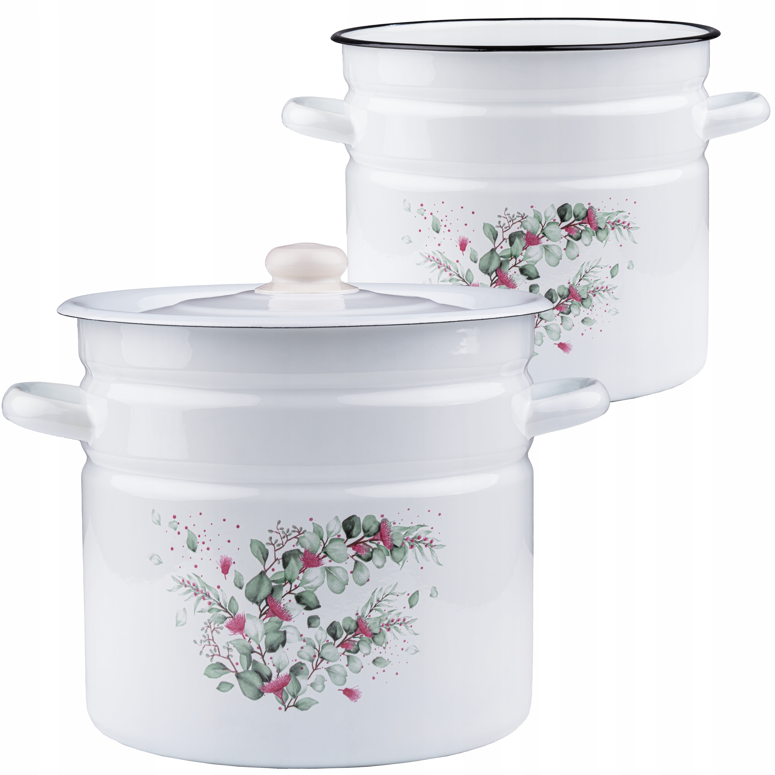 Garnek Emaliowany Z Pokrywą 12L Gar Zdobiony Duży Eukaliptus Na Rosół Bigos